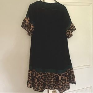 SHEIN plus sized flounce sleeve leopard hem dress